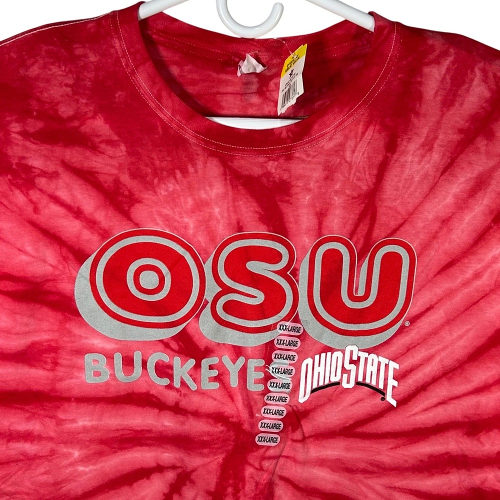 OSU Buckeyes Ohio State‎ Tie Dye T-Shirt 3XL Men's Red Graphic Tee Hanes NWT